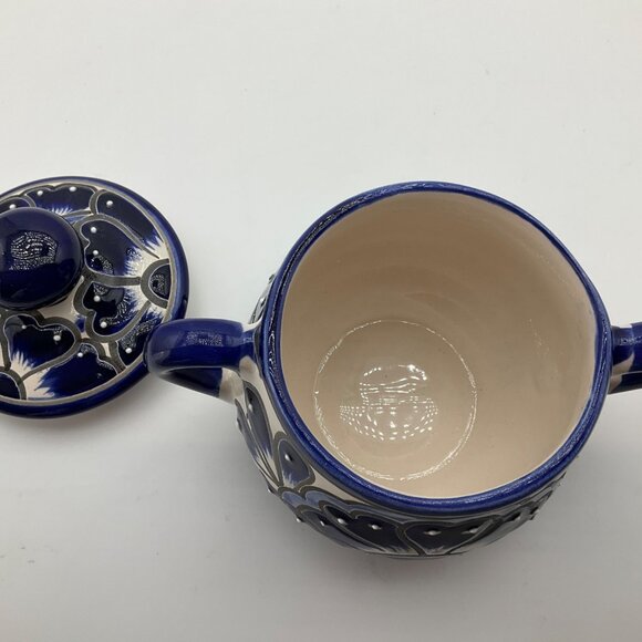 New Hand-Painted Artisan Handmade Talavera Ceramic Sugar Bowl Jar Canister Lided - Picture 3 of 9